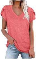 Thumbnail for your product : Younthone T Shirts for Women Fashion Casual V-Neck Short-Sleeved Home Solid Color Simple Top T-Shirt (S