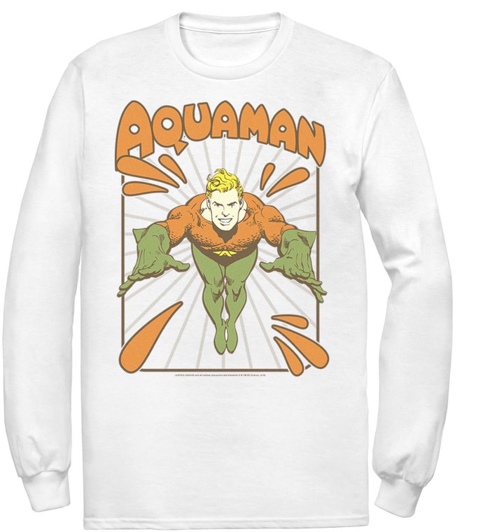 Dc Comics Men's Aquaman Simple Text Logo Portrait Tee ShopStyle Tshirts