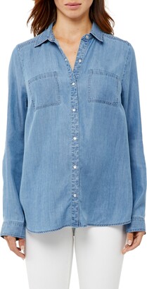 A Pea in the Pod Long Sleeve Chambray Maternity Shirt
