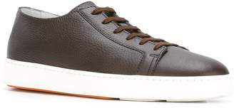Santoni grained lace up trainers