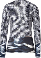 Thumbnail for your product : Roberto Cavalli Viscose Stretch Printed Top in Black/Light Grey