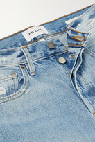 Thumbnail for your product : Frame Le Original Distressed High-rise Straight-leg Jeans - Light blue