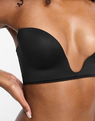 ASOS DESIGN microfiber moulded open front plunge bra in black - ShopStyle