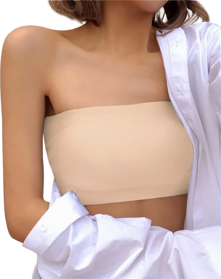 Cysincos Women Bandeau Bra Padded Strapless Brarette Soft Bra Seamless  Bandeau Tube Top Bra Cutout Backless Removable Padded Strapless Bra Non  Slip Invisible Wire Free Push Up Bra Beige - ShopStyle