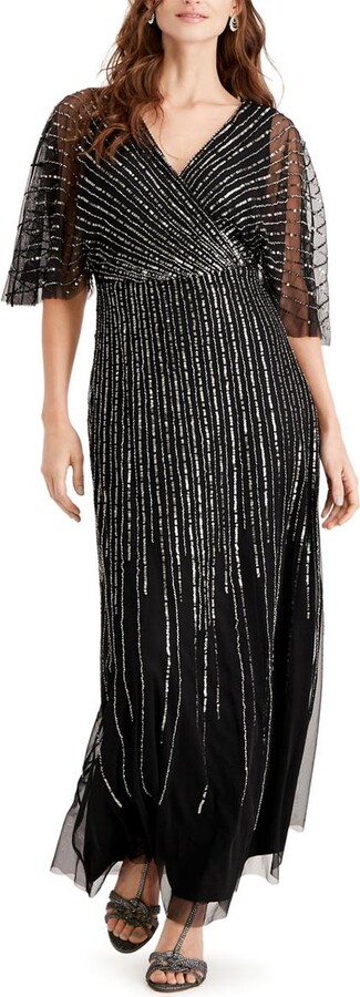 Womens Embellished Kimono Sleeve Evening Dress