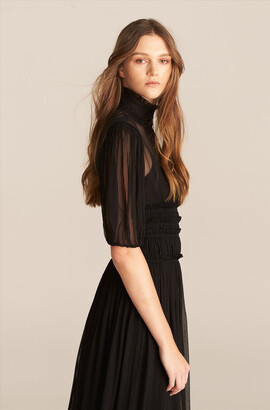 Rebecca Taylor Short Sleeve Silk Chiffon Dress