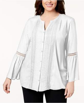 JM Collection Plus Size Bell-Sleeve Shirt, Created for Macy's