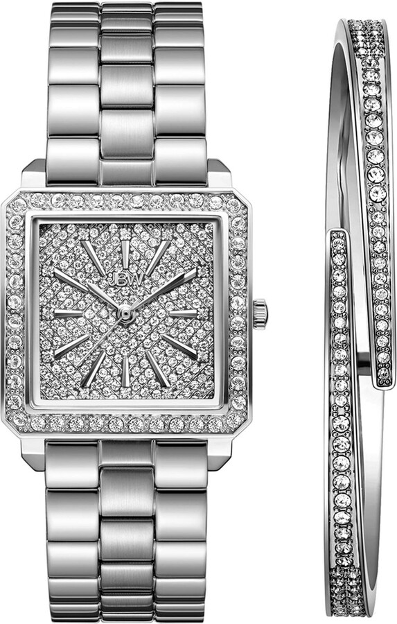JBW Cristal Diamond Bracelet Watch & Bangle Set, 28mm
