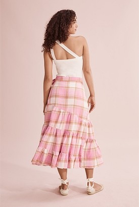 Country Road Organically Grown Linen Check Skirt