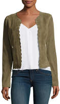 Thumbnail for your product : Neiman Marcus Scalloped Suede Jacket, Olive