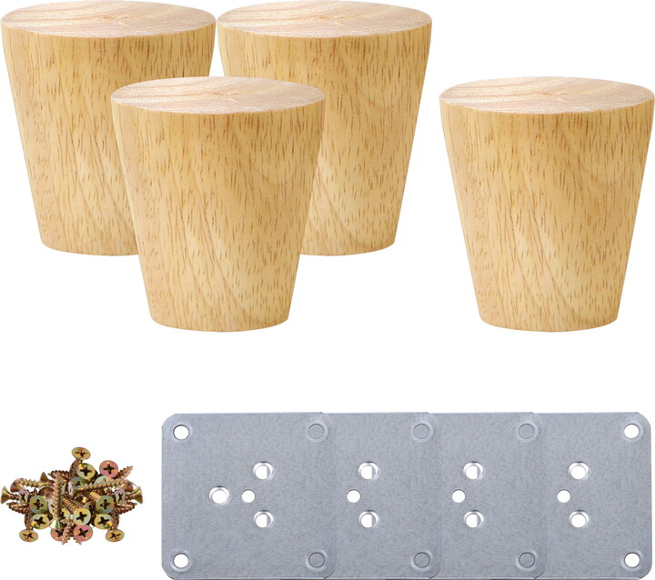 Unique Bargains Wood Furniture Legs Hardwood Replacement Feet for Chair, 4Pcs