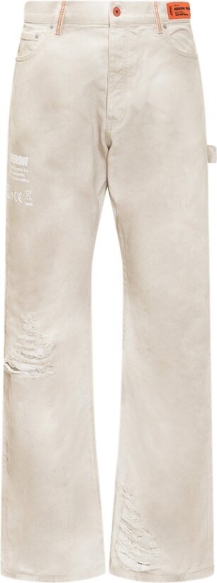 Heron Preston Logo Printed Distressed Jeans
