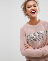 Thumbnail for your product : Brave Soul Holidays Sweater With Frosty Sequin Slogan