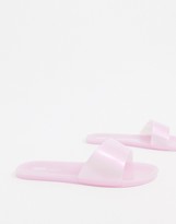Thumbnail for your product : ASOS DESIGN Fern jelly sliders in pink