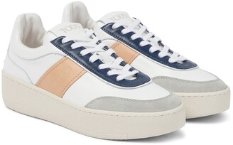 Tod's Leather and suede flatform sneakers