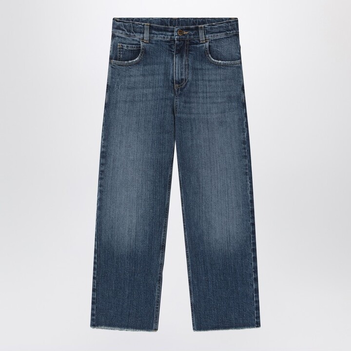 Dark blue washed-out jeans