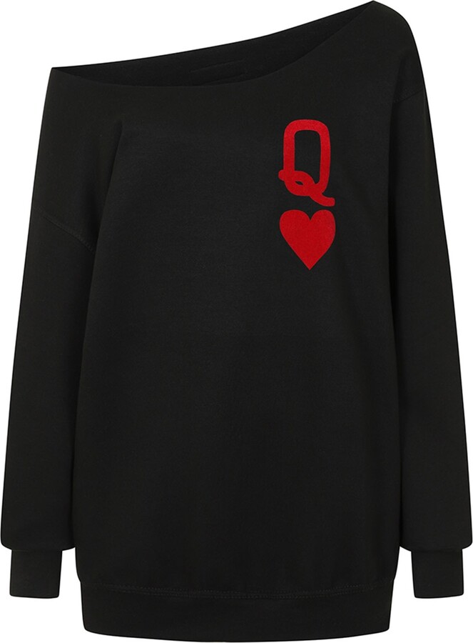 James Steward Queen Of Hearts Oversized Sweatshirt In Black