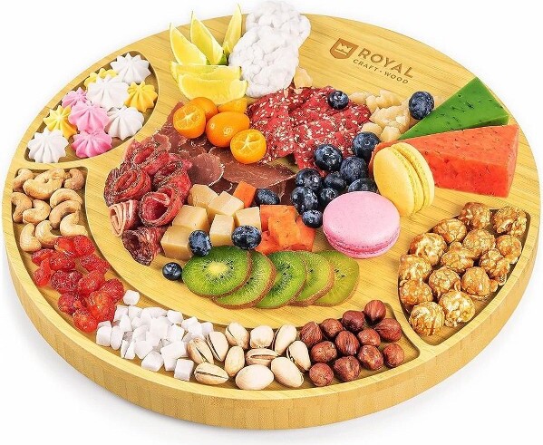 Royal Craft Wood RoyalCraftWoodBambooLargeCheeseRoundBoardandKnife(Non-Expandable)