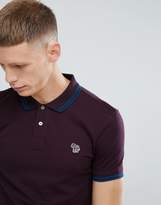 Thumbnail for your product : Paul Smith Tipped Zebra Logo Polo In Burgundy