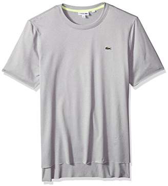Lacoste Men's Short Sleeve Jersey Chine with Jacquard Collar with Bottom Tail T-Shirt