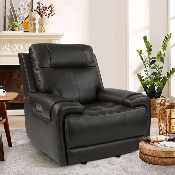 LYS Collection TopGrain Leather Upholstered Triple Power Reclining