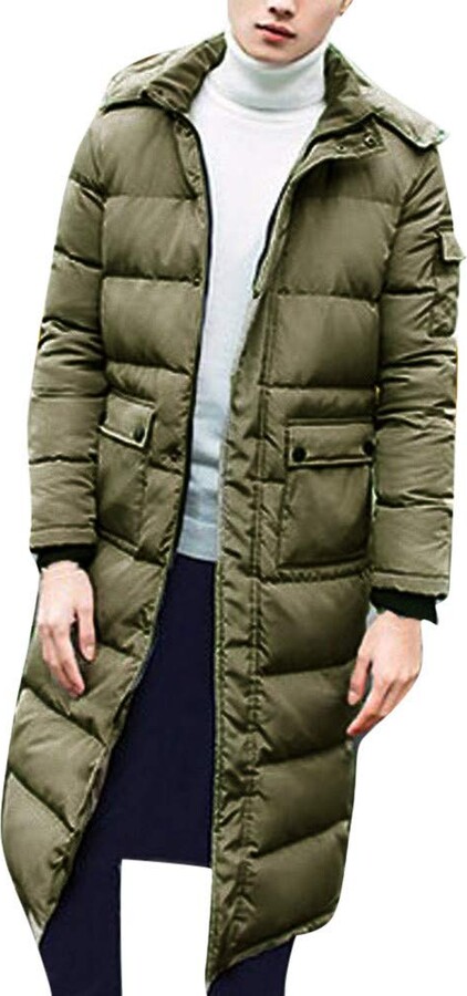 YUNY Mens with Zips Solid-Colored Thickening Cotton Parka Jacket Coat Outwear Grey S