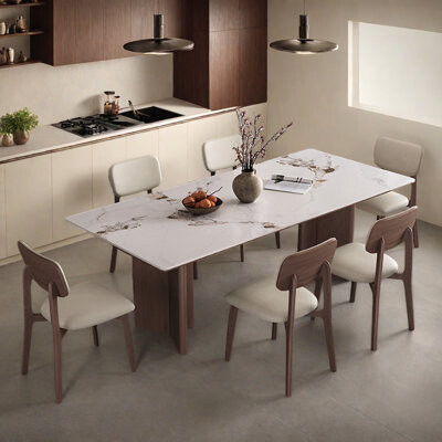 BILBRA Small French style retro ash wood dining table set