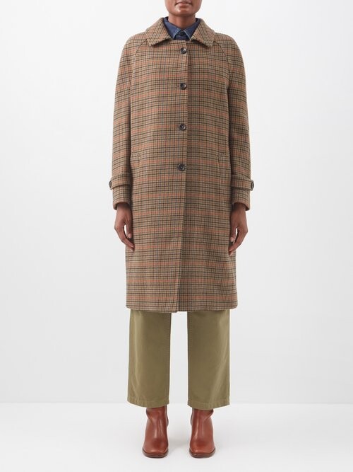 Fortela - Alessandro Checked Wool-blend Coat - Camel Check - ShopStyle