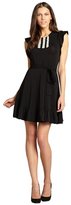 Thumbnail for your product : RED Valentino black stretch jersey ruffle hem belted dress