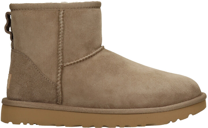 UGG Mini Classic Ii Low Heels Ankle Boots In Taupe Suede - ShopStyle