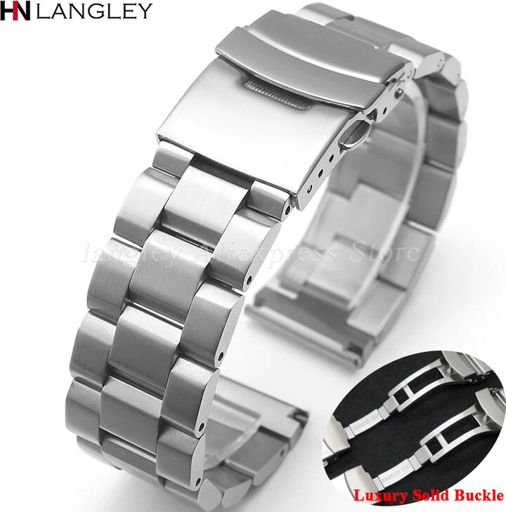 langley Solid 316L Metal Strap Stainless Steel Bracelet 18mm20mm 22mm 24mm for Huawei Watch GT4/GT3 46mm Belt for Seiko Luxury Wristband