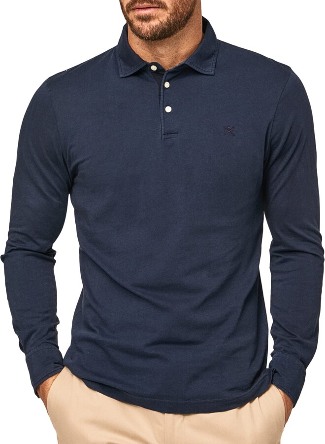 Hackett London Men's GMD Jersey Trim LS Polo Shirt ShopStyle Knitwear