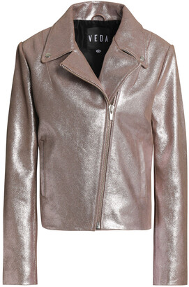 Veda Glittered Leather Biker Jacket