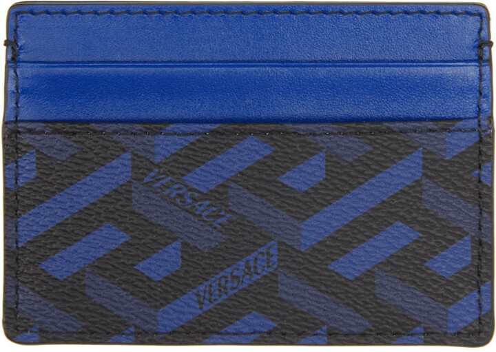 Versace Greca Lanyard Card Case in Blue for Men