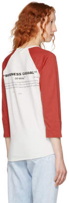 Off-White Off White Red and White Bernini Raglan T-Shirt