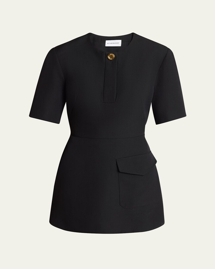 Givenchy Short-Sleeve Patch-Pocket Mini Cocoon Dress