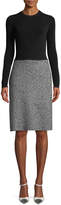 Escada Long-Sleeve Diagonal Tweed Skirt Knit Top Dress