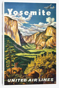 'Yosemite National Park - United Airlines' Vintage Advertisement on Canvas