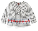Thumbnail for your product : Tea Collection 'Global' Embroidered Plaid Cotton Top (Baby Girls)