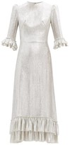 Thumbnail for your product : The Vampire's Wife The New Falconetti Ruffled Lame Midi Dress - Silver