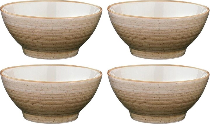 Turgla Home Terrain Round Brown Porcelain Bowl Set Of Four