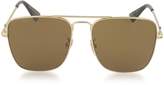 Thumbnail for your product : Gucci GG0108S Gold Metal Square Aviator Men's Sunglasses