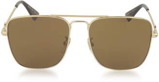 Gucci GG0108S Gold Metal Square Aviator Men's Sunglasses