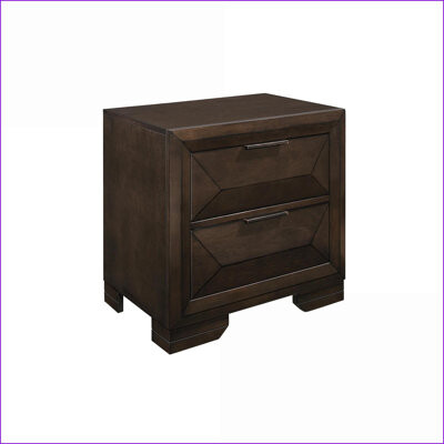 Contemporary 2-Drawer Nightstand Warm Espresso No Assembly Bedroom