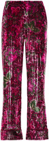 Thumbnail for your product : F.R.S For Restless Sleepers Etere Floral-print Ribbed Velvet Straight-leg Pants