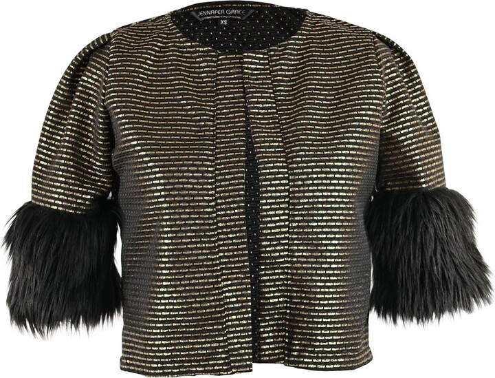 Jennafer Grace Goldie Faux Fur Cuff Crop Jacket