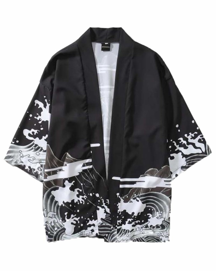 black and white kimono cardigan