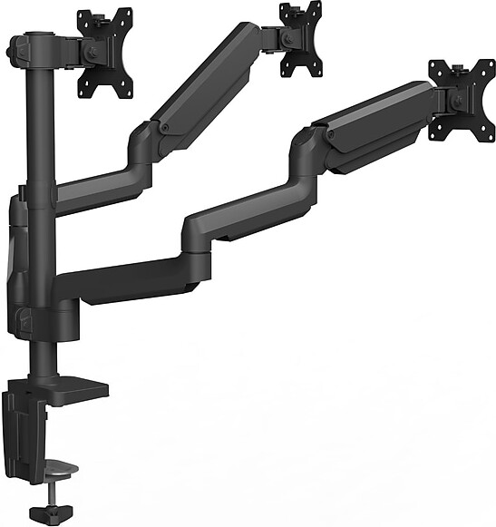 Fellowes Platinum Series Adjustable Triple Monitor Arm, Up to 27" Monitor, Black (8042601)