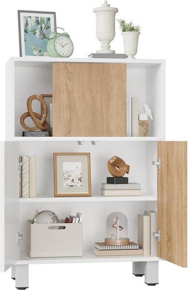 Jojoka BuffetSideboardCabinetwithStorageWoodenBathroomCabinetwithAdjustableShelf&SlidingBarnDoorCoffeeBarConsoleTable