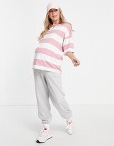 Thumbnail for your product : ASOS DESIGN Maternity oversized t-shirt with chunky stripes in pink